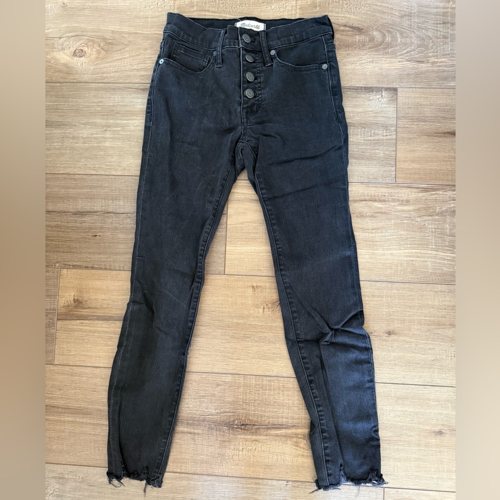 Women’s Madewell High Rise Black Skinny Distressed Jeans